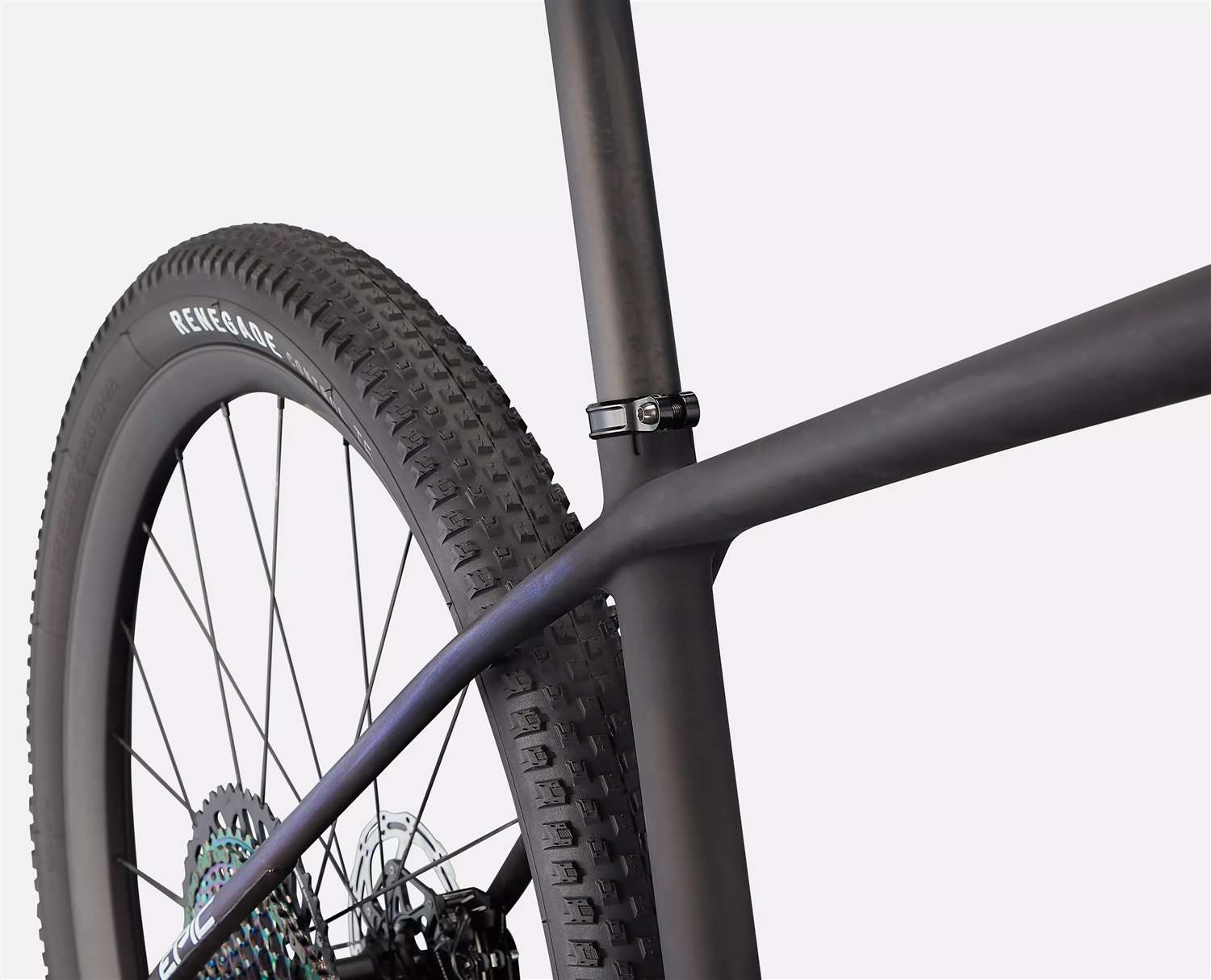 SPECIALIZED 2022 - EPIC S-WORKS HARDTAIL - SATIN CARBON / COLOR RUN BLUE MURANO PEARL / GLOSS CHROME FOIL LOGOS 